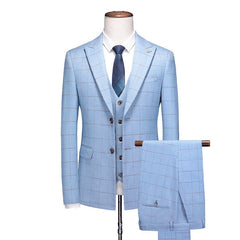 Maverick Checkered Men's Suit Jacket + Vest + Pants MM05