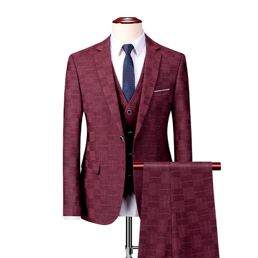 Terno Masculino Classic Quadriculado Elite Paletó + Colete + Calça MM07 - Urbano Elite