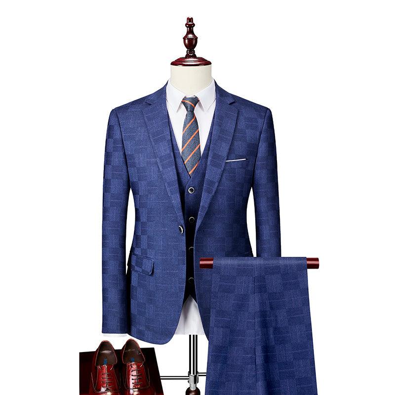 Terno Masculino Classic Quadriculado Elite Paletó + Colete + Calça MM07 - Urbano Elite