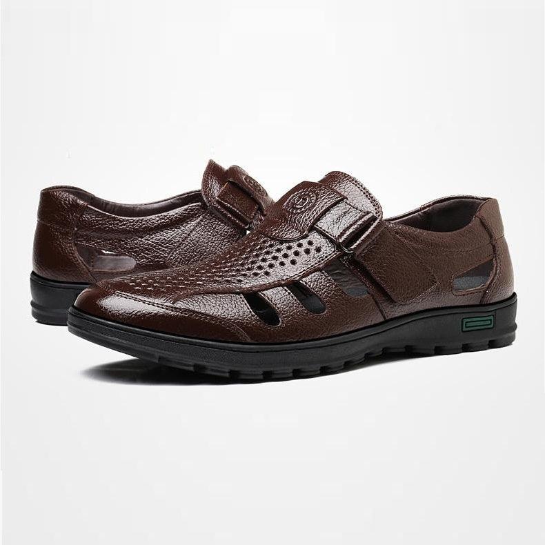 Sapato de Couro Aberto Masculino Antiodor Confort - Urbano Elite