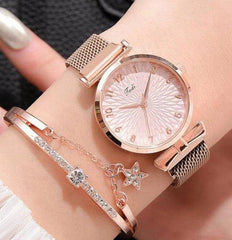 Tadi Luxury Quartz Watch + Magnetic Bracelet GIFT 